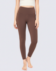 High-Rise Leggings With Side-Pockets - Brown