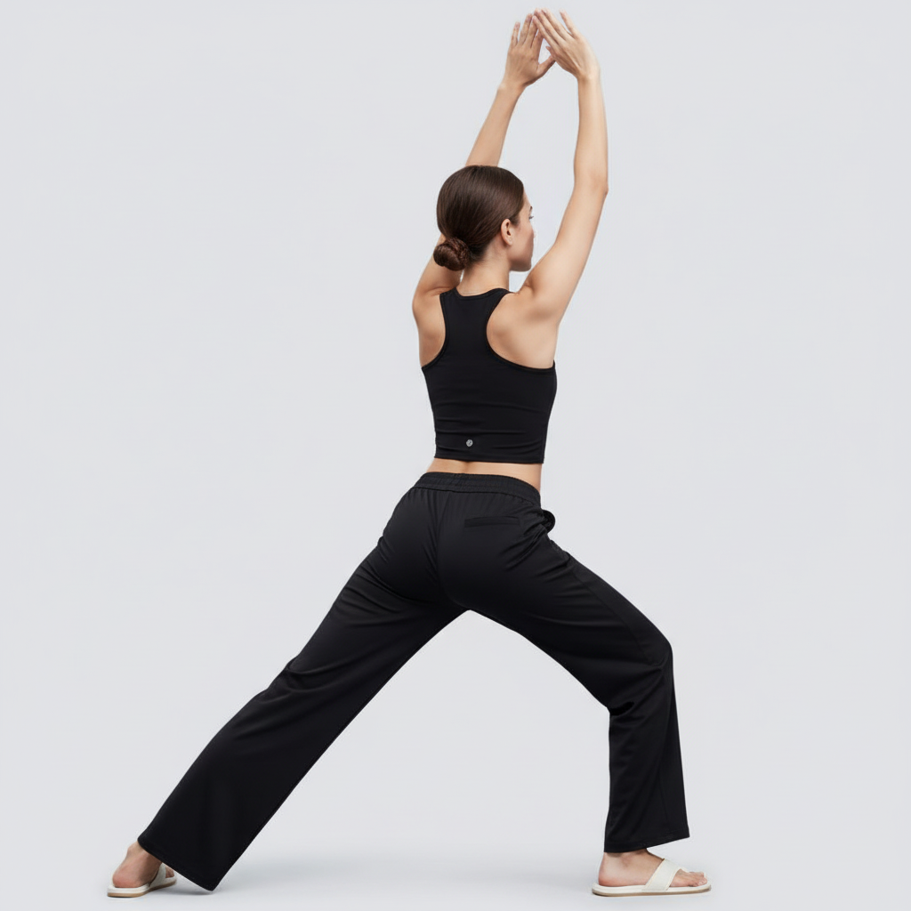 Wide-Legged Comfort Yoga Pants - Black