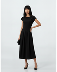 Chic Asymmetric Hem Dress - Black