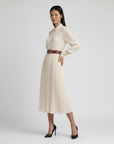 Pleated Style Dress - Ivory White