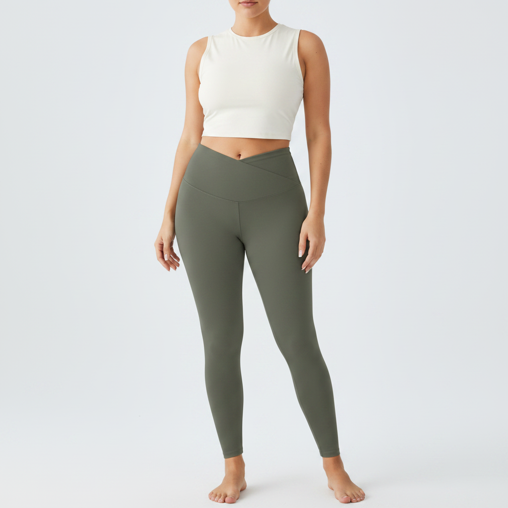 Embrace High Rise V-Waist Leggings - Olive Green