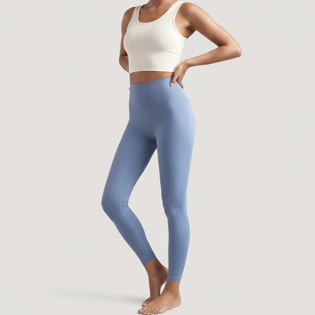 High-Rise Stretch Leggings - Light Blue
