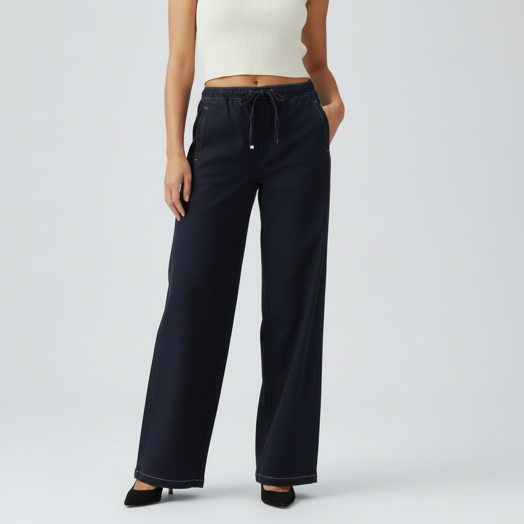 Casual Denim Style Pants - Dark Blue