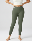 Embrace High Rise Side Pocket Leggings - Olive Green