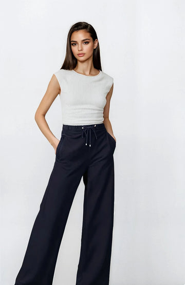 Casual Denim Style Pants - Dark Blue