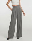 High Waist Striped Pants - Grey
