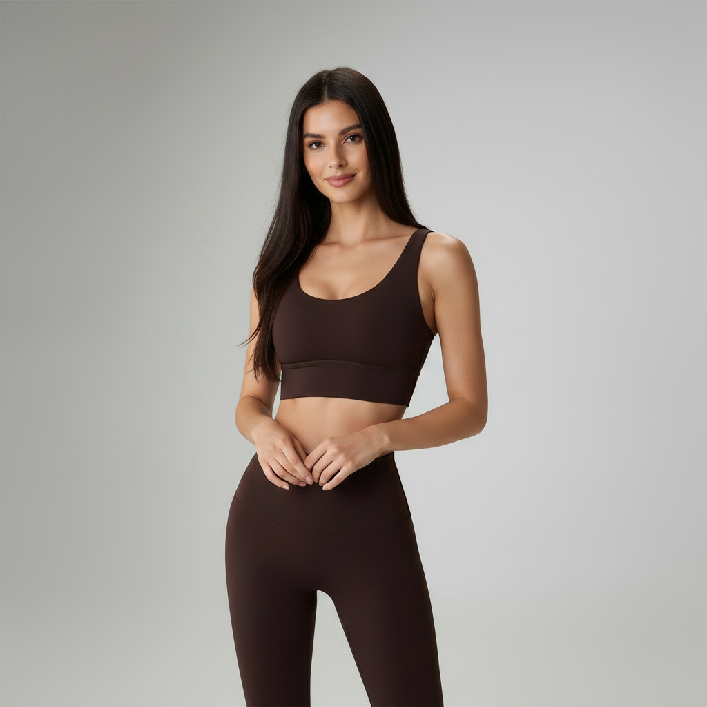 Cross Back Sports Bra - Brown
