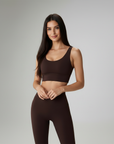 Cross Back Sports Bra - Brown