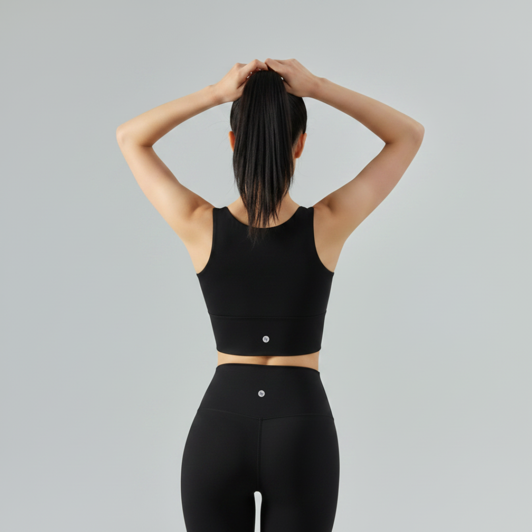 Front Zip Sports Bra - Black