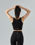 Front Zip Sports Bra - Black
