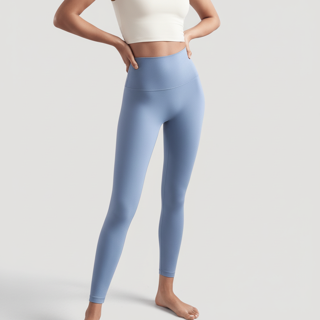 High-Rise Stretch Leggings - Light Blue
