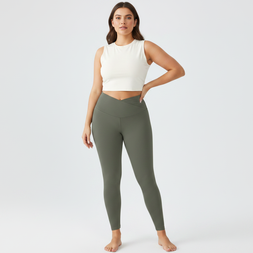 Embrace High Rise V-Waist Leggings - Olive Green