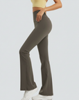One-Size Flared Yoga Pants - Khaki Brown