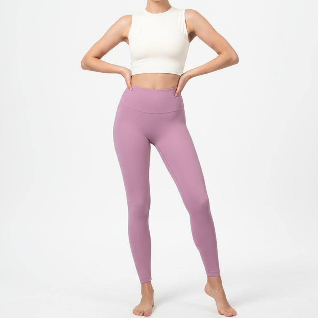 High-Rise Smooth Leggings - Pink