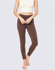 High-Rise Leggings With Side-Pockets - Brown