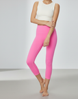 Ankle Length Comfort Leggings - Bright Pink
