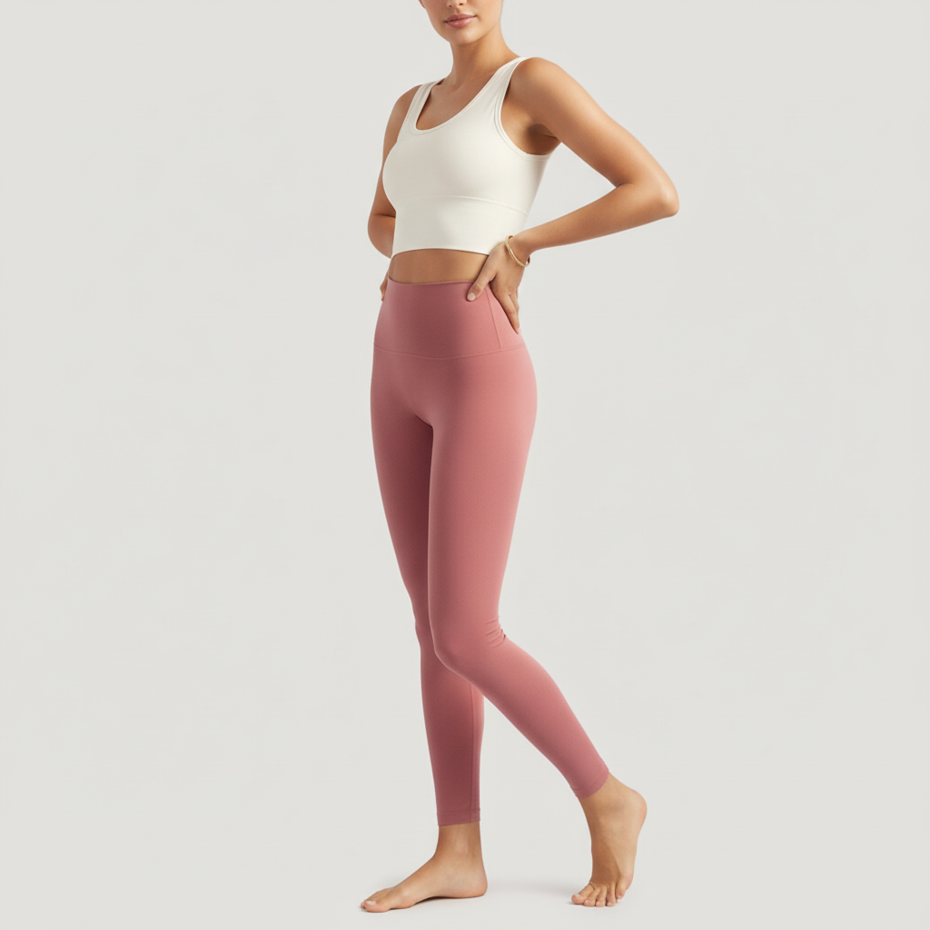 High-Rise Stretch Leggings - Shade Of Orange