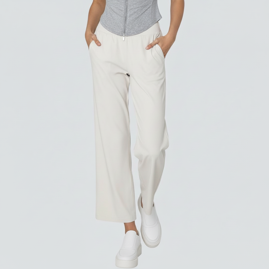 Wide Legged Yoga Pants - Ivory White