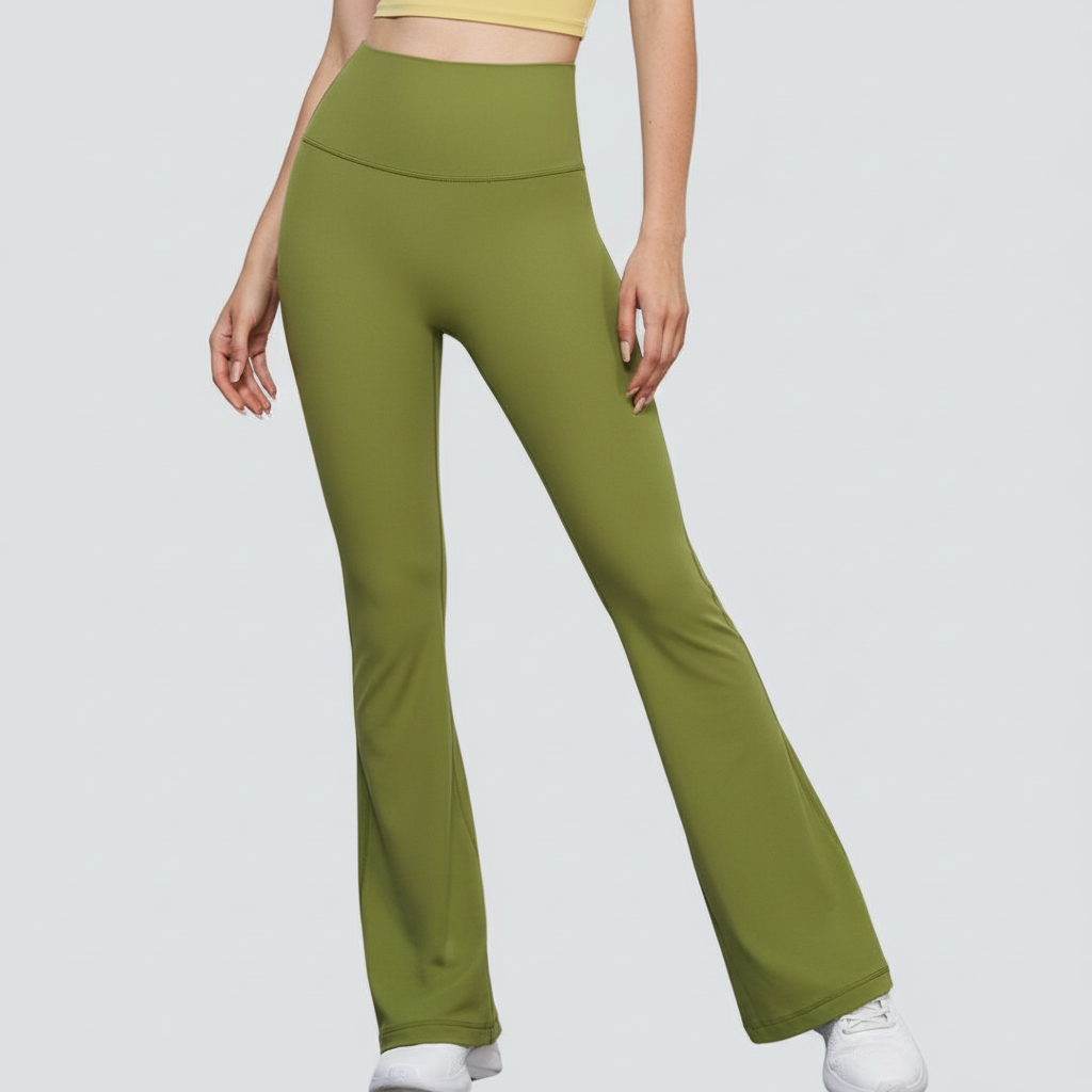 One-Size Flared Yoga Pants - Matcha Green