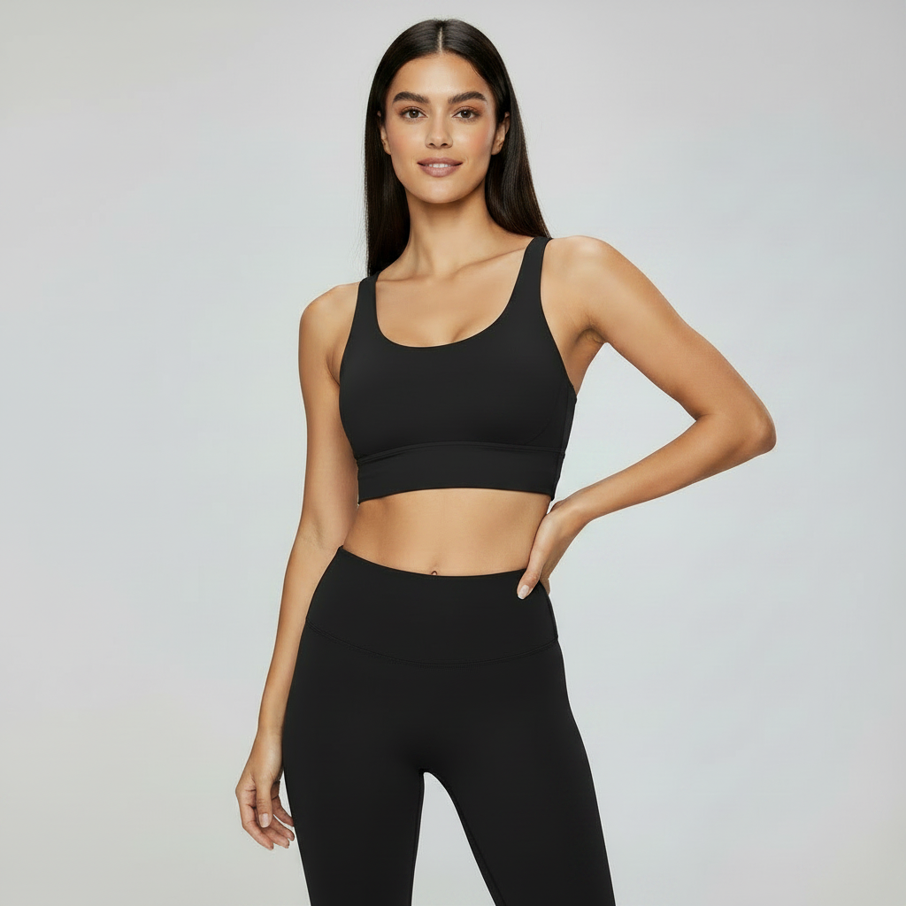 Cross Back Sports Bra - Black