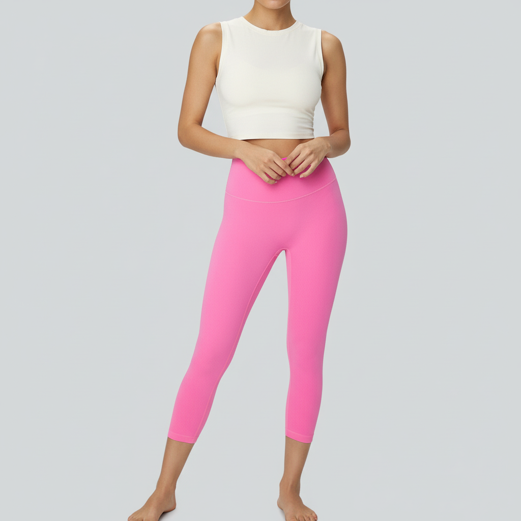 Ankle Length Comfort Leggings - Bright Pink