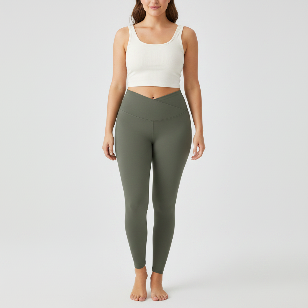 Embrace High Rise V-Waist Leggings - Olive Green
