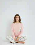 Full Sleeves Cotton Night Suit Set - Pink & Grey