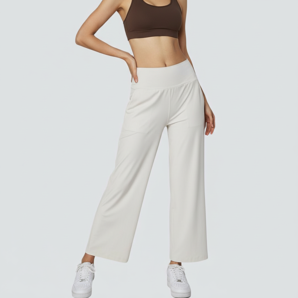 Wide Legged Yoga Pants - Ivory White
