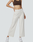 Wide Legged Yoga Pants - Ivory White