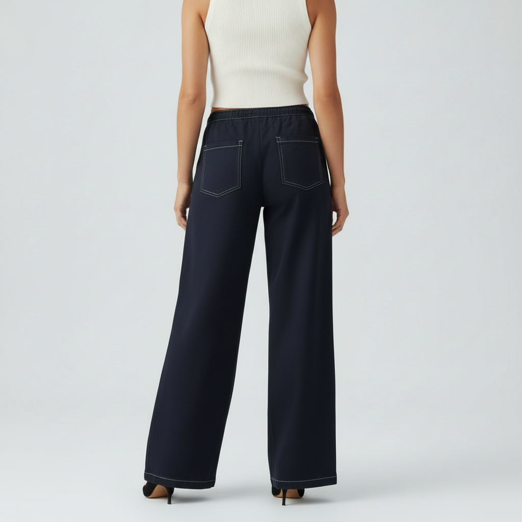 Casual Denim Style Pants - Dark Blue