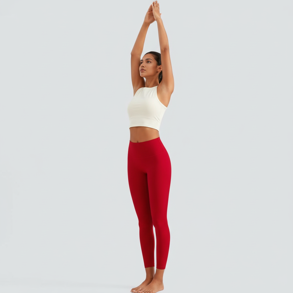 High-Rise Soft Leggings - Red