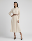 Pleated Style Dress - Ivory White