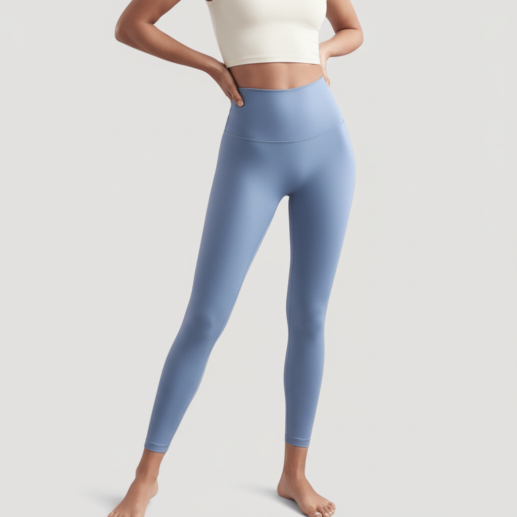 High-Rise Stretch Leggings - Light Blue