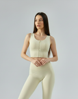Front Zip Sports Bra - Ivory White