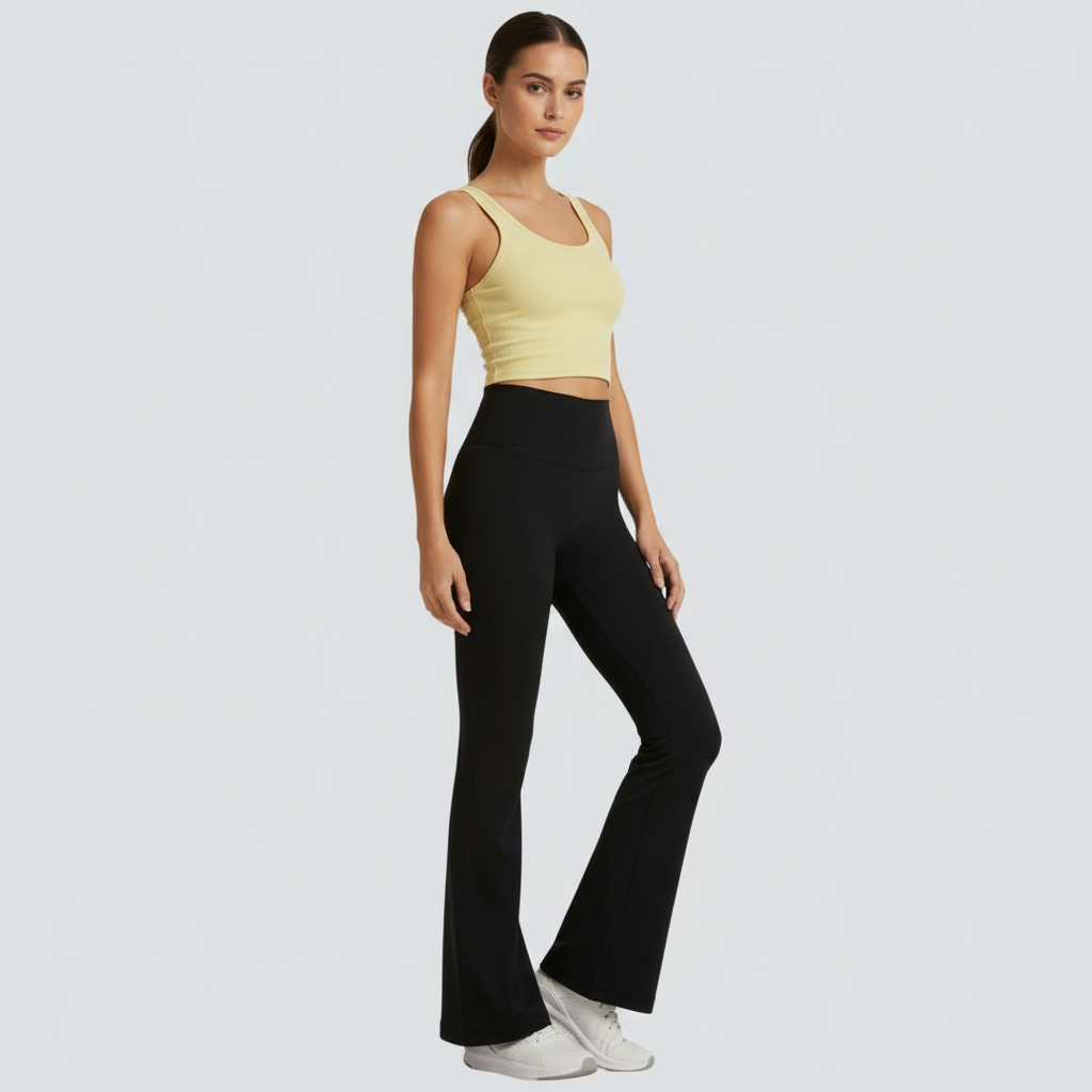 One-Size Flared Yoga Pants - Black