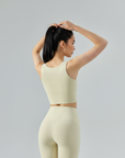 Front Zip Sports Bra - Ivory White