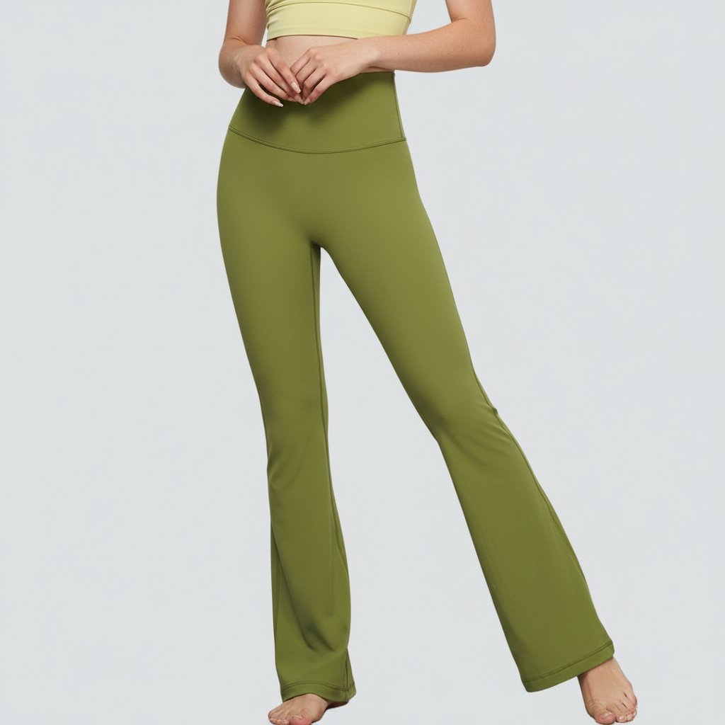 One-Size Flared Yoga Pants - Matcha Green