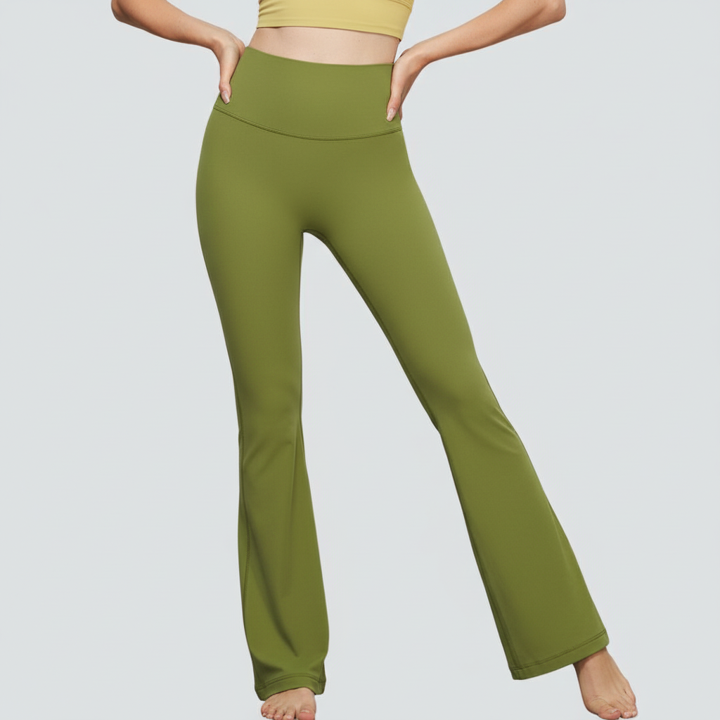One-Size Flared Yoga Pants - Matcha Green