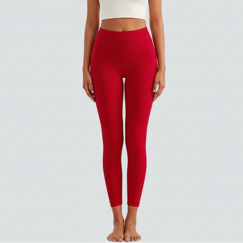 High-Rise Soft Leggings - Red