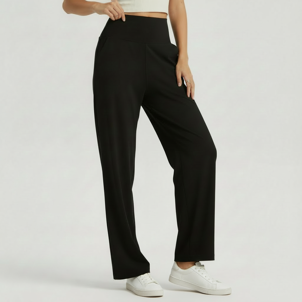 Wide Legged Yoga Pants - Black