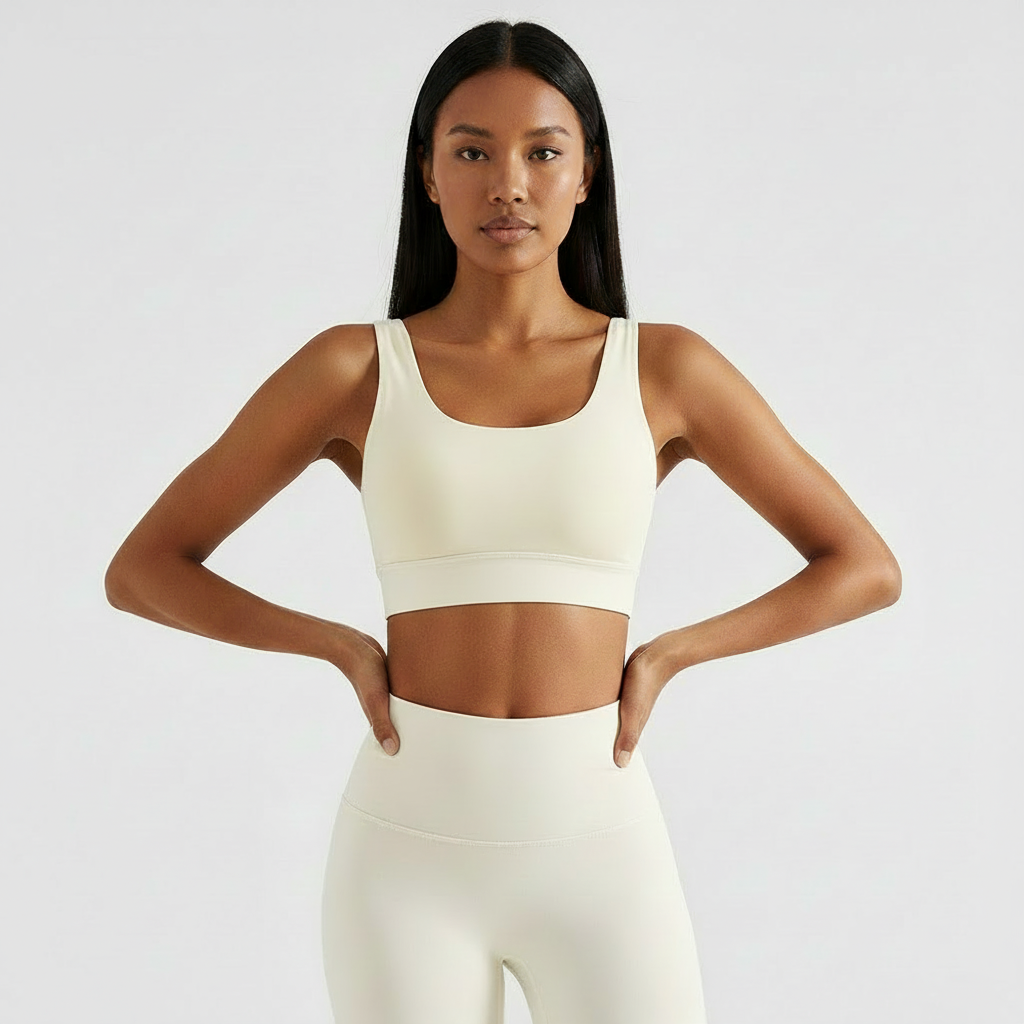 Cross Back Sports Bra - Ivory White