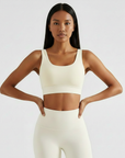 Cross Back Sports Bra - Ivory White