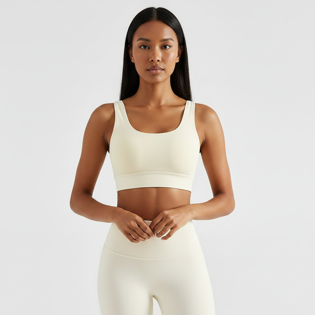 Cross Back Sports Bra - Ivory White