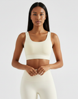 Cross Back Sports Bra - Ivory White