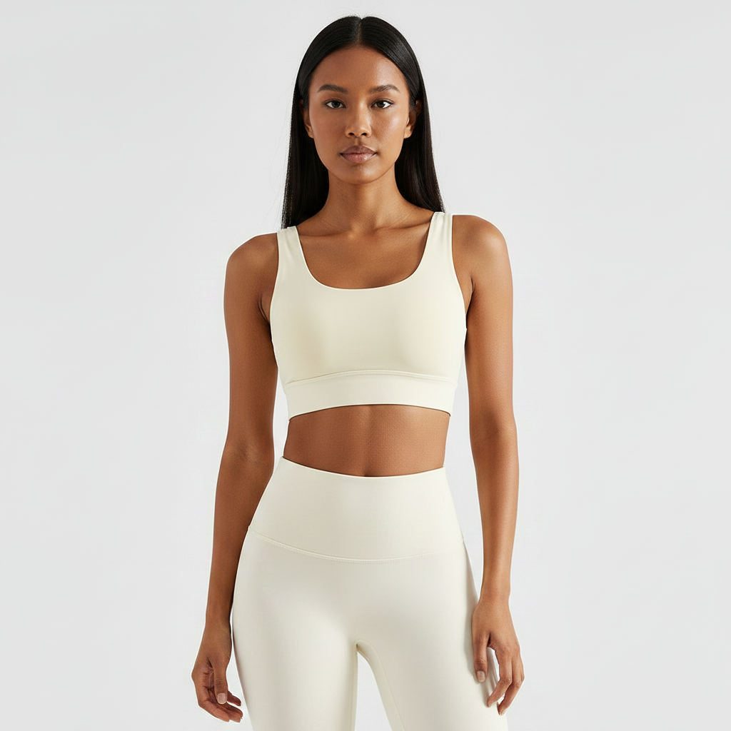 Cross Back Sports Bra - Ivory White