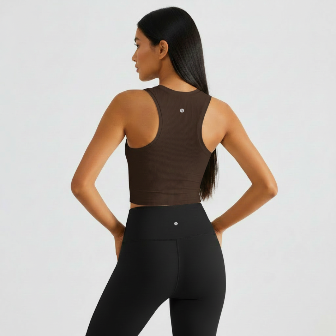 Ribbed Comfort Top - Brown