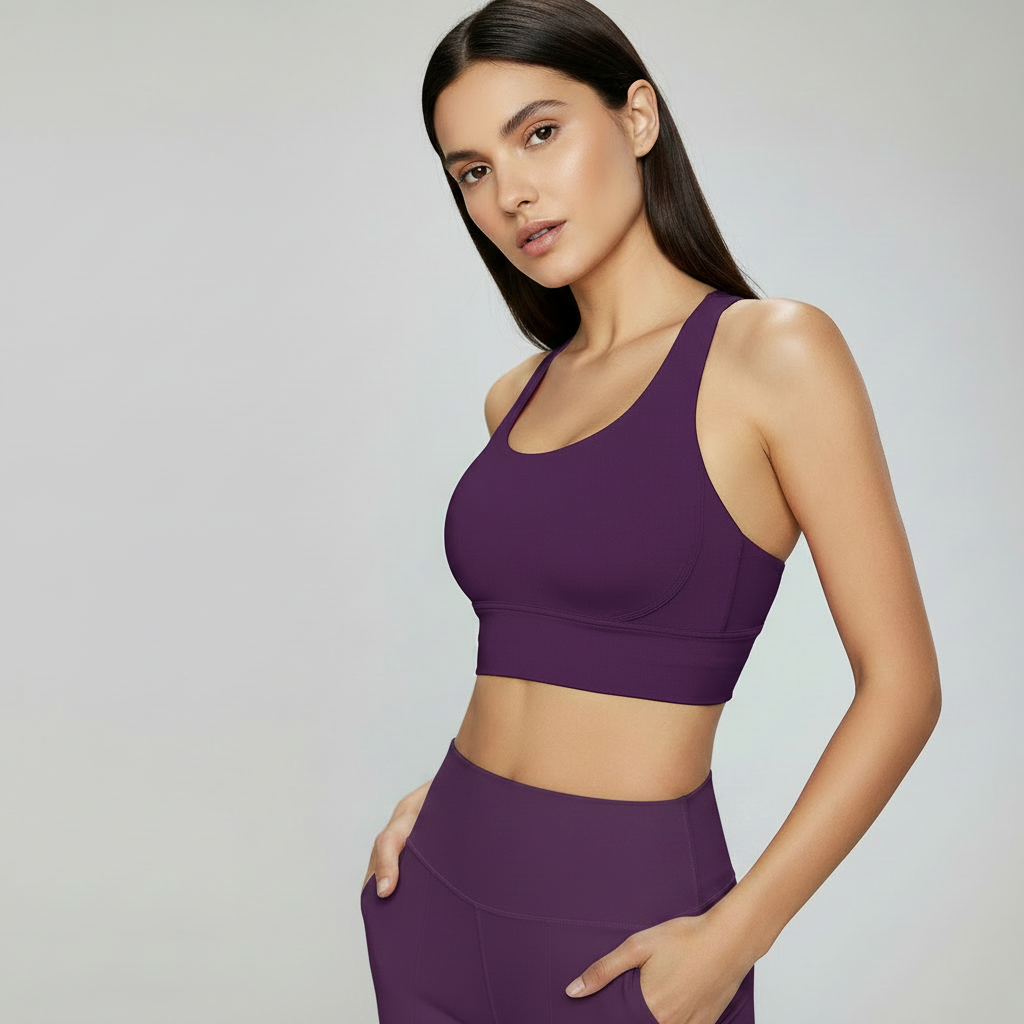 Cross Back Sports Bra - Dark Purple