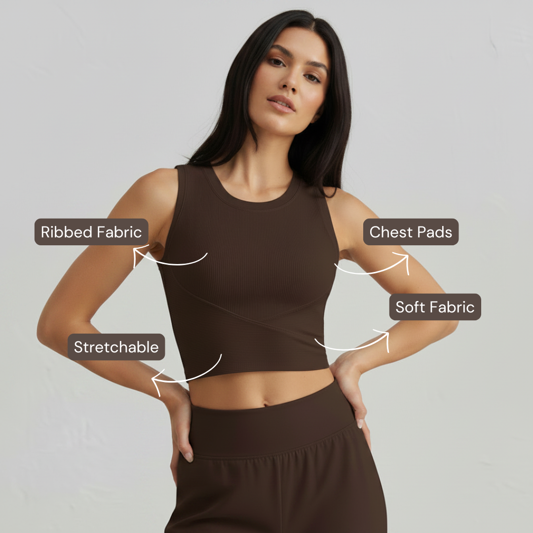 Ribbed Comfort Top - Brown