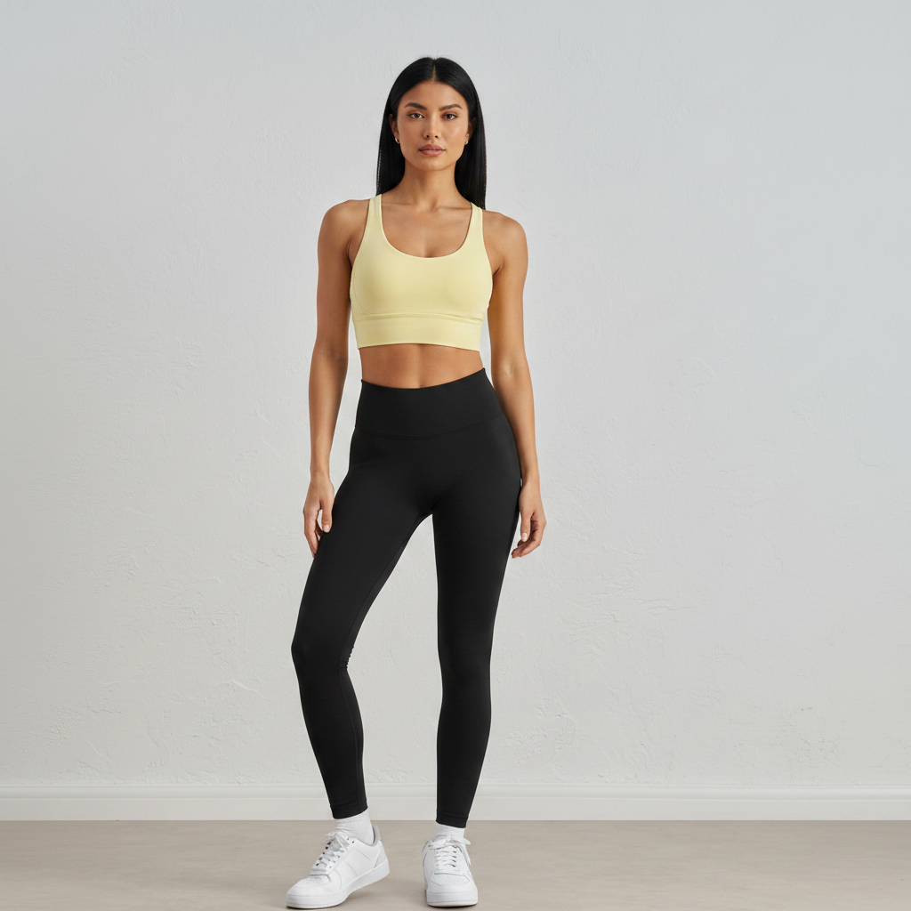 Cross Back Sports Bra - Soft Yellow