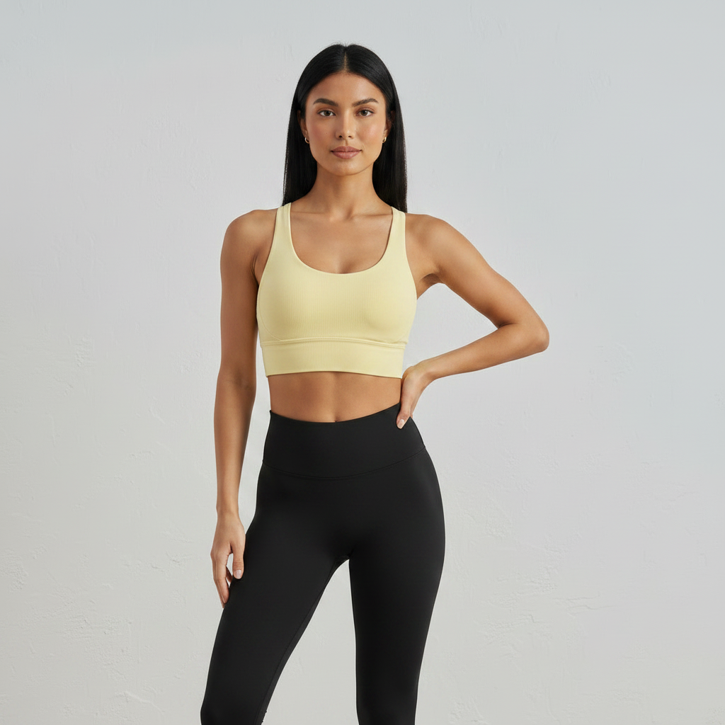 Cross Back Sports Bra - Soft Yellow